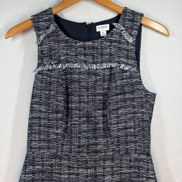 Women's J. Crew Navy with Metallic Thread Tweed Sleeveless‎ Dress Size 0 - Picture 6 of 9